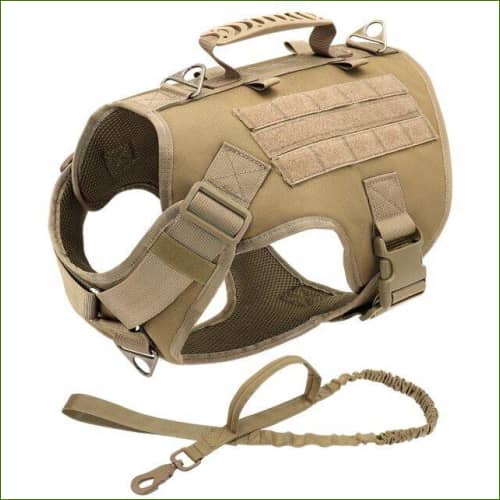 Harnais Militaire Pour Moyen Ou Gros Chien-Ergonomique-En Nylon Vert Armée+Laisse / Small