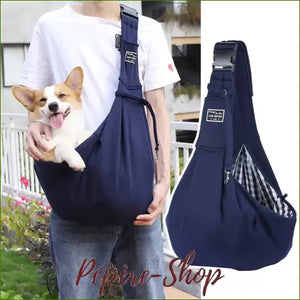 Sac confortable pour petit chien en coton - portage ventral ou bandoulière/