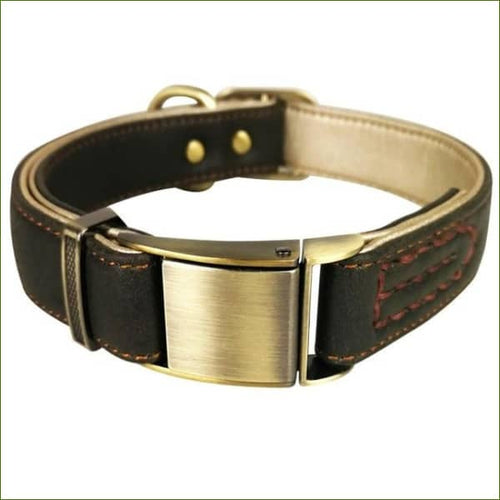 Collier cuir pour petit chien rembourré , vert/ L