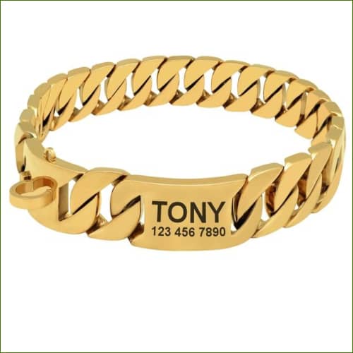 Collier En Métal Pour Chien Personnalisé Par Gravure Laser Or / 60Cm