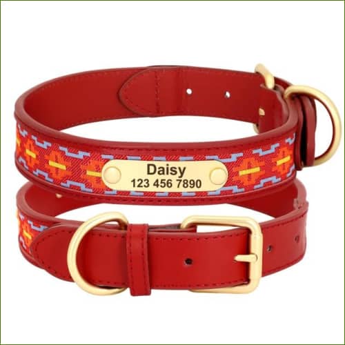 Colliers Gravés Pour Chiens Motifs Ethniques Rouge / Xl