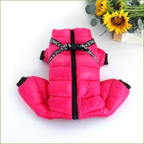 Manteau 4 pattes pour chien avec harnais Rose / 16