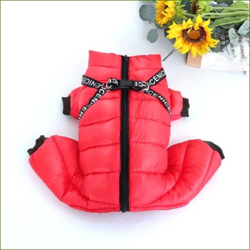 Doudoune quatre pattes pour chien avec harnais Rouge / 10