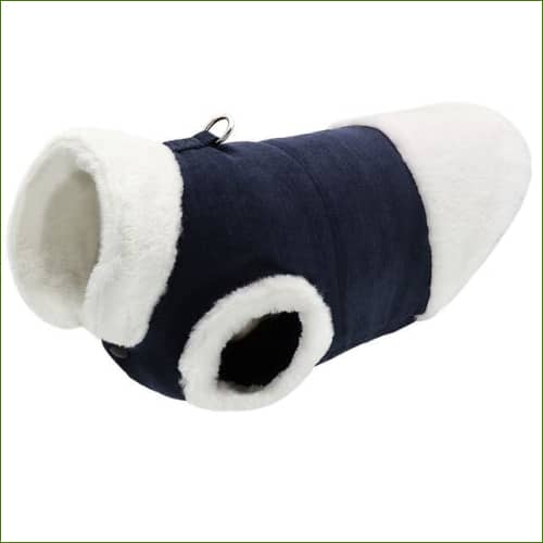 Manteau Dhiver Doublé De Polaire Avec Col En Fourrure Bleu Foncé / Xl