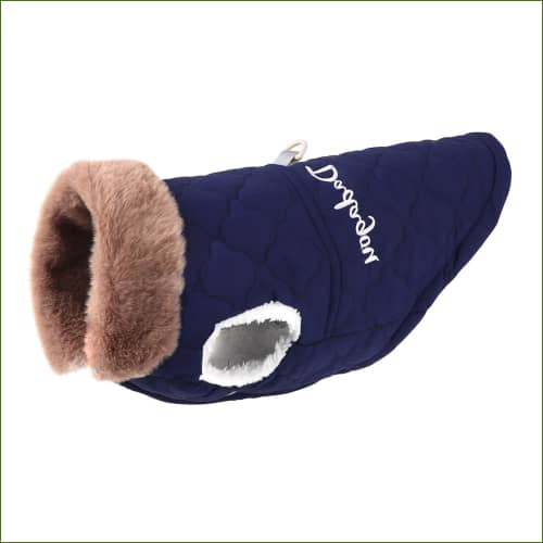 Manteau Fourré Surpiqué Pour Chien Bleu / S