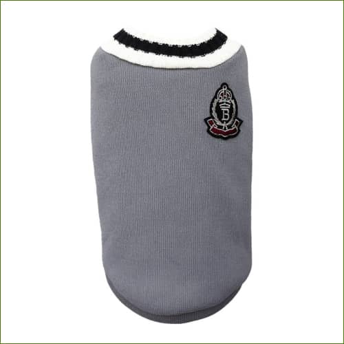 Pull Col En V Style Collège Avec Écusson Gris / Xs Pull Pour Chien