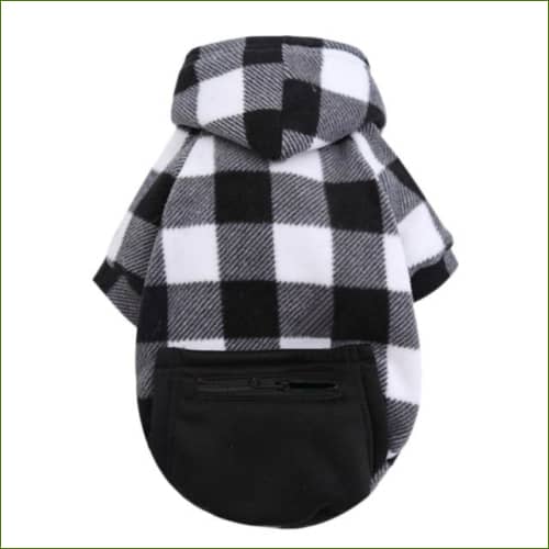 vêtement Petits Chiens À Carreaux Avec Capuche Intégrée Noir / 5Xl