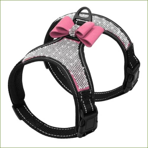 Harnais décoratif pour petit chien avec verroterie Rose / L-PEPERE SHOP