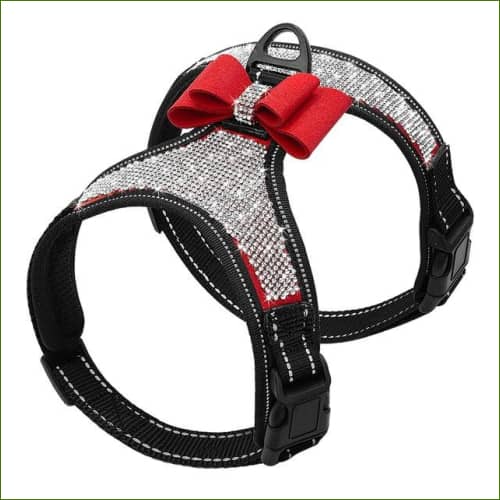 Harnais décoratif pour petit chien avec verroterie - Rouge / L