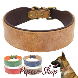 Collier En Cuir Pour Gros Chien Midog Avec Rembourrage Doux