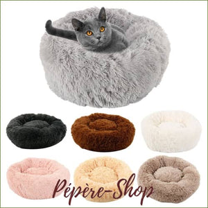 Coussin rond pour chat confortable et douillet en peluche douce et chaude/
