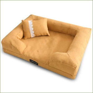 Lit canapé pour chien déhoussable et douillet avec petit coussin assorti Jaune / 60x45CM/